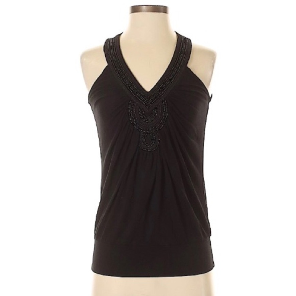 White House Black Market Black Top, Beaded Accents